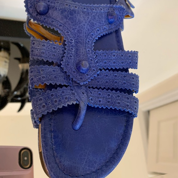 Balenciaga cobalt blue leather studded sandals 37 - Picture 4 of 6